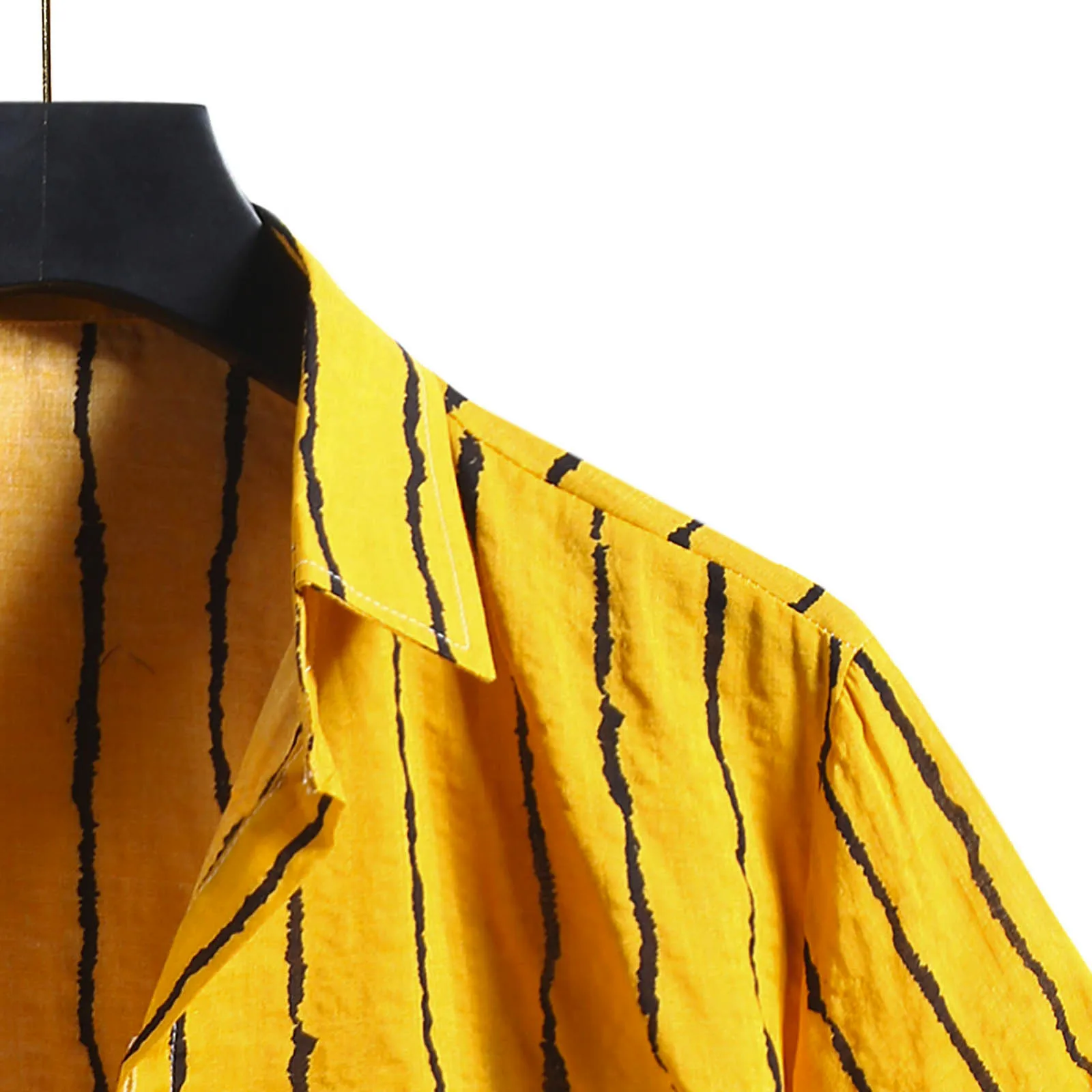 

2021 Summer male Shirts Men Fashion Cotton Linen Stripe Print Short Sleeve Button Shirt Blouse Top Camisa Masculina