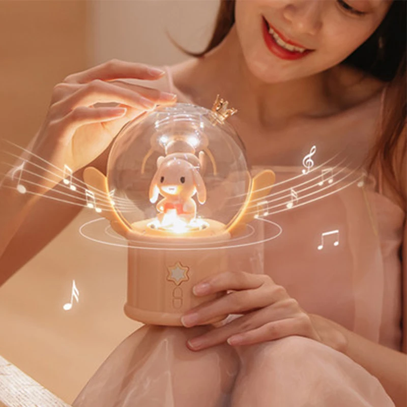 

Bluetooth Audio Rotating Doll Night Light USB Rechargeable 8 Music Box Lamp Birthday Holiday Gifts For Girls Children Laddies