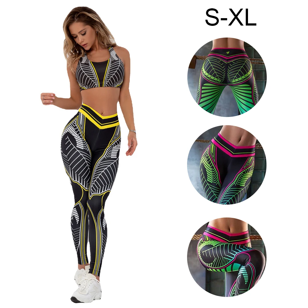 

Women's Workout Leggings Seamless Print Yoga Pants High Waist Tummy Control Tights Colorful Push-Up Fitness Gym Clothes Hot Sale