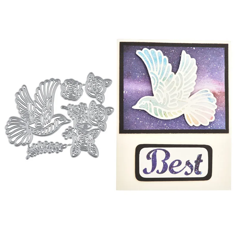 InLoveArts металлические Вырубные штампы в виде голубей ветки листья цветок новый