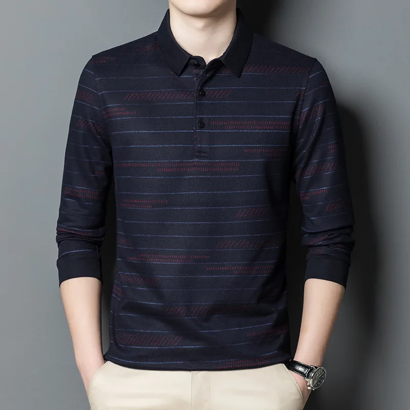 

Мужская рубашка-поло с длинным рукавом и отложным воротником, размеры до 3XL