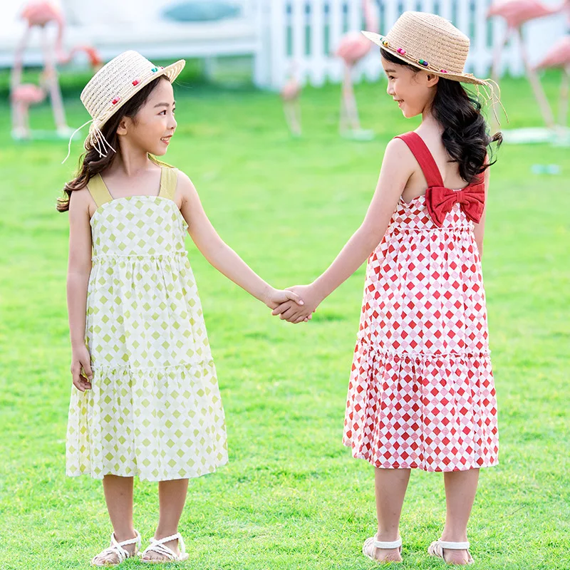 Детское длинное платье с бантом открытыми плечами в Корейском стиле | Детская