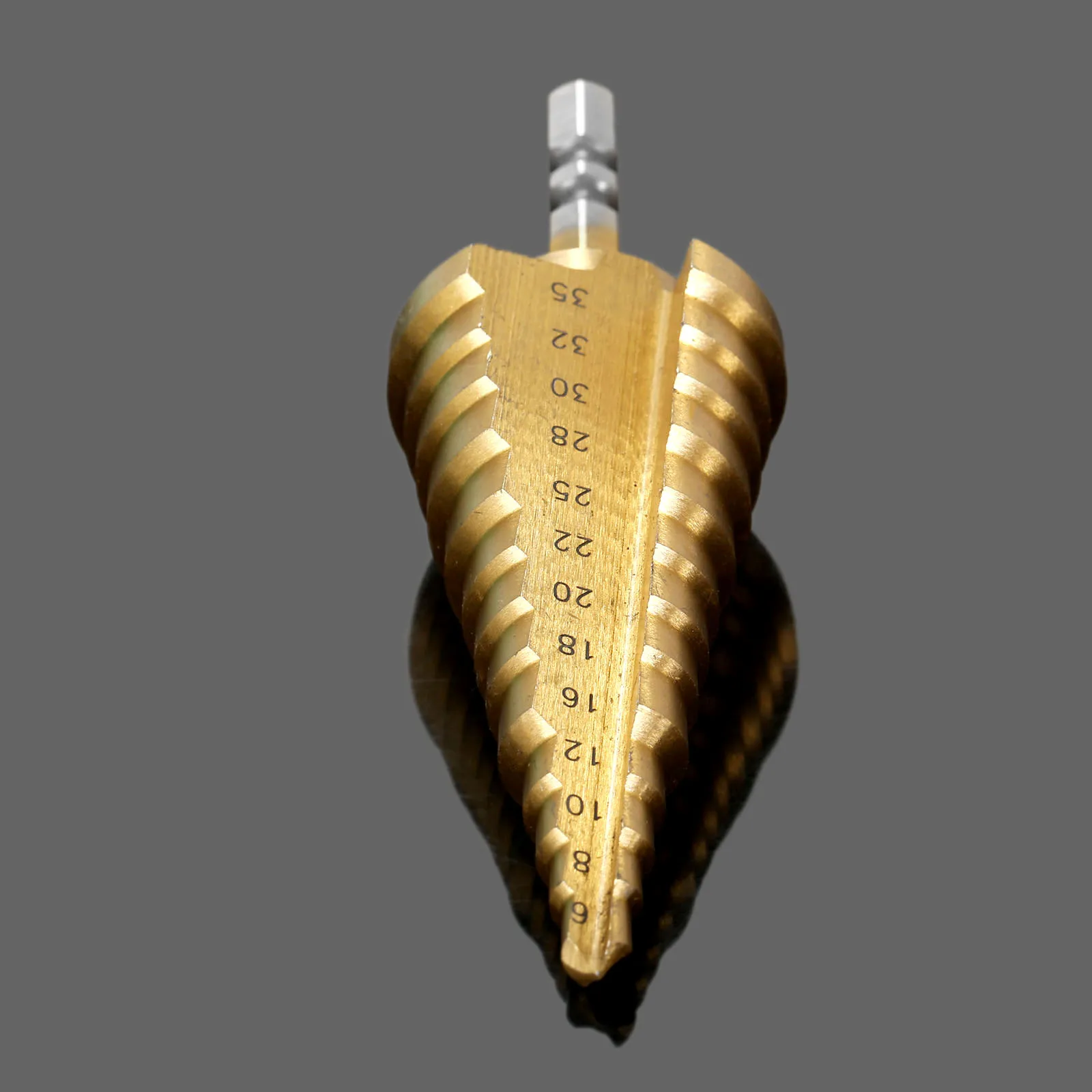 

1 Pc 6-35mm Hole Cutter HSS Steel Step Cone Drill Tool Titanium Coated 1/4" Hex Shank Wood Drilling