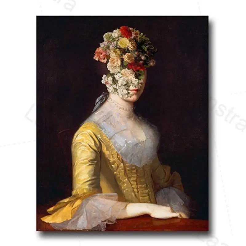 

Vintage Oil Painting Poster Flower Veil of Count & Countess Portrait Wall Art Print Canvas Painting Home Decor Living Room Mural