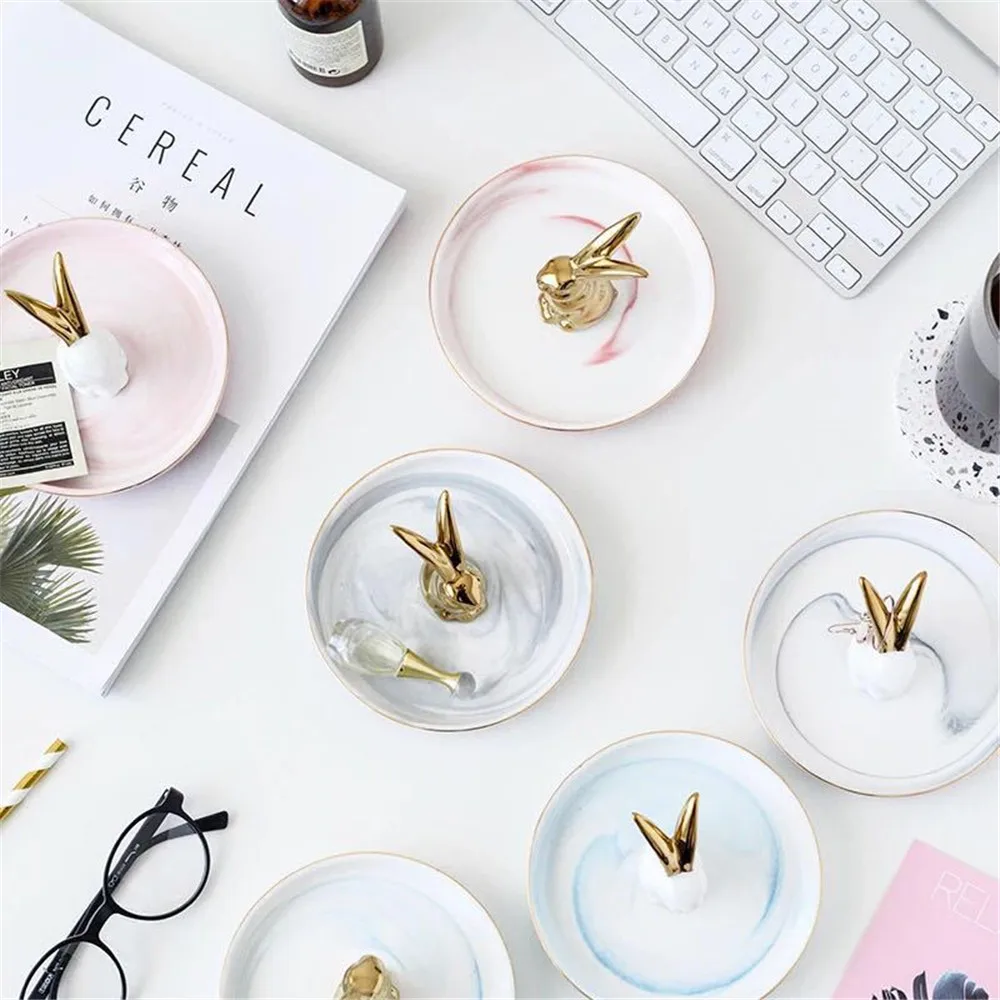 Мраморный керамический поднос для хранения роскошные косметические тарелки