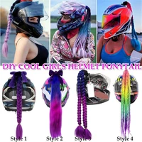 2021new styles fashion punk multicolor motorcycle dirty braid ponytail wig suction cup helmet braids hair accessories for unisex