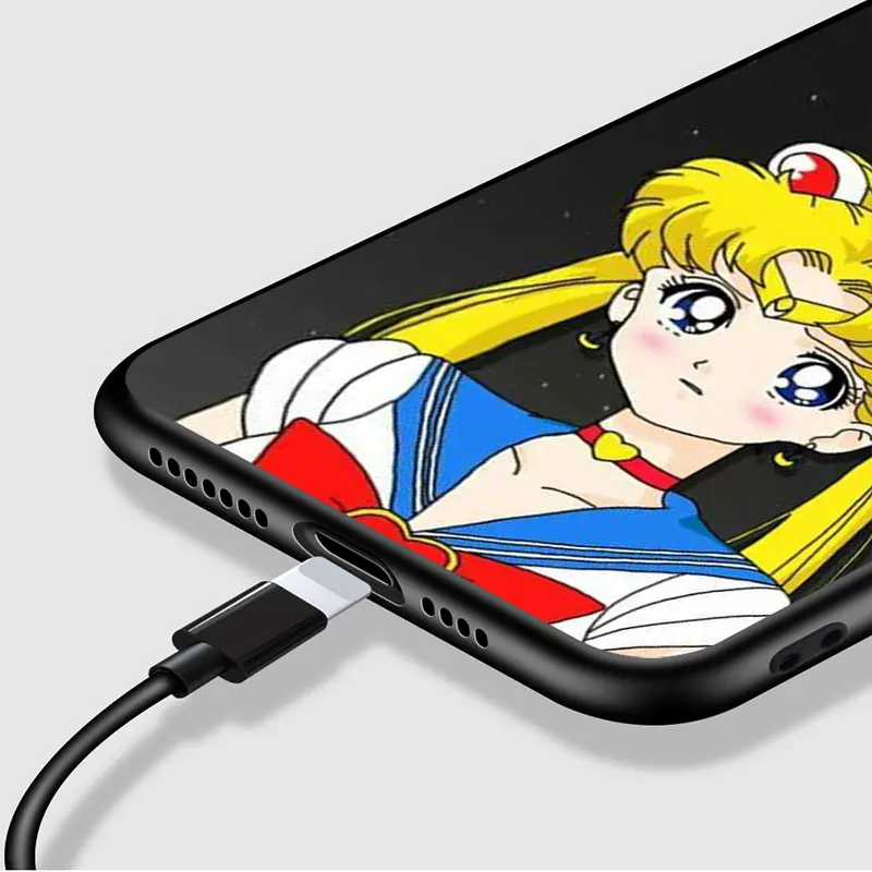 

Sailor Moon Cat For iPhone 12 Pro Max Mini 11 Pro XS Max X XR 6S 6 7 8 Plus 5S Soft Black Phone Case