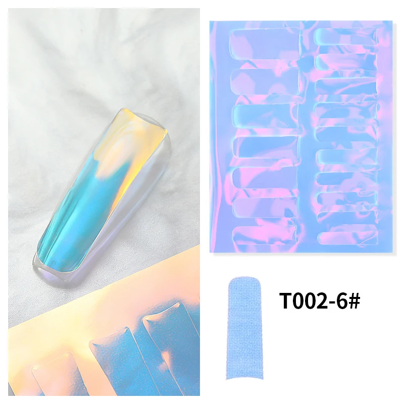 Holographic Aurora Film Nail Glass Foil Stickers Sparkly Ice Cube Broken Paper Summer Cellophane Nails Decoration Wraps images - 6