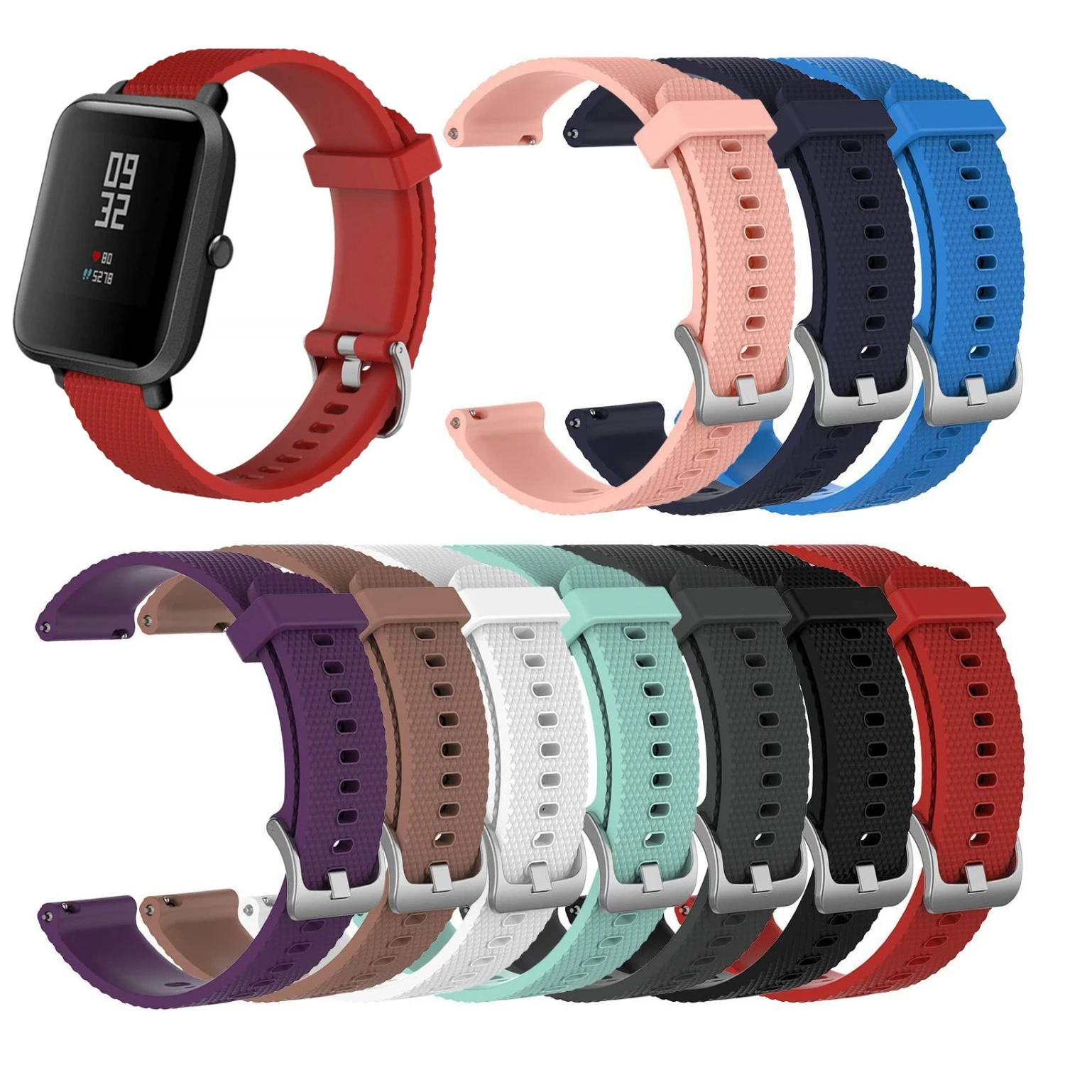 

Ремешок для смарт-часов Xiaomi, Huami, Amazfit Bip, силиконовый, мягкий, 20 мм