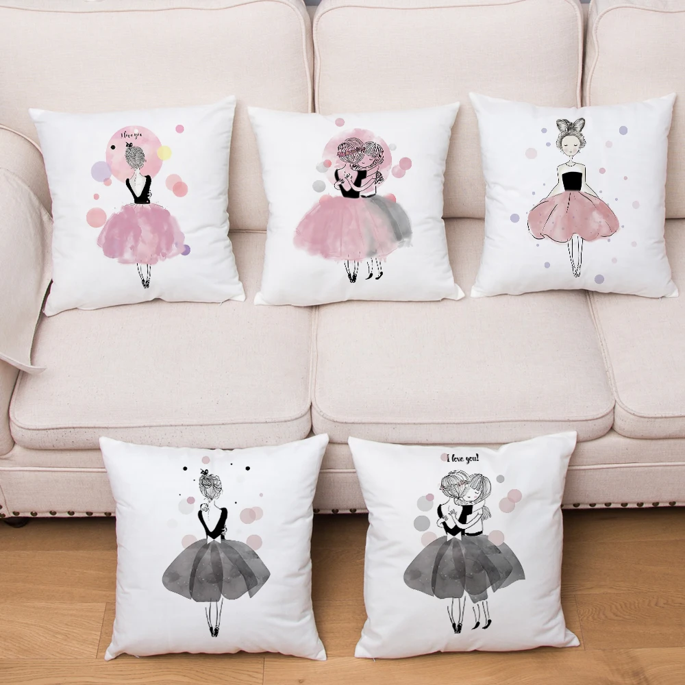 

Чехол в скандинавском стиле, розовый чехол для балерины, украшение, мультяшный простой чехол для дивана, супер мягкий чехол с короткой плюше...