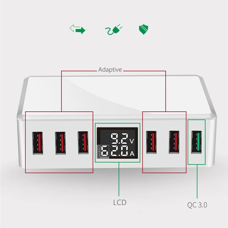 USB 6 портов QC 3 0 быстрое зарядное устройство концентратор адаптер питания