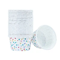 100pcs paper ice cream cups disposable cake cup dessert bowls baking wedding birthday colorful dots party supplies