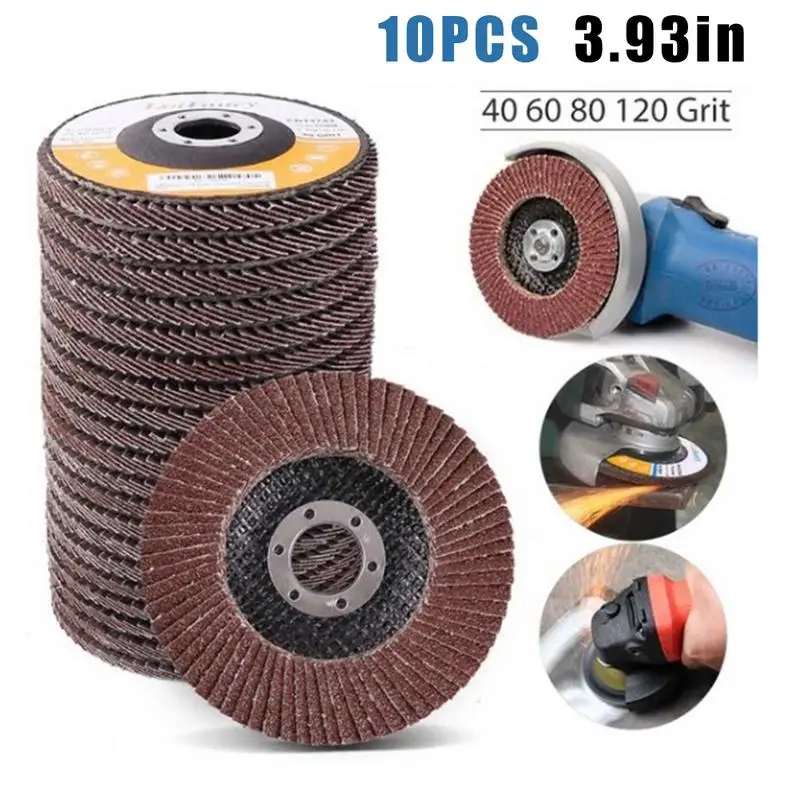 

10Pcs 100mm Flap Sanding Discs 40/60/80/120 Grit Grinding Wheels Blades Angle Grinder #30
