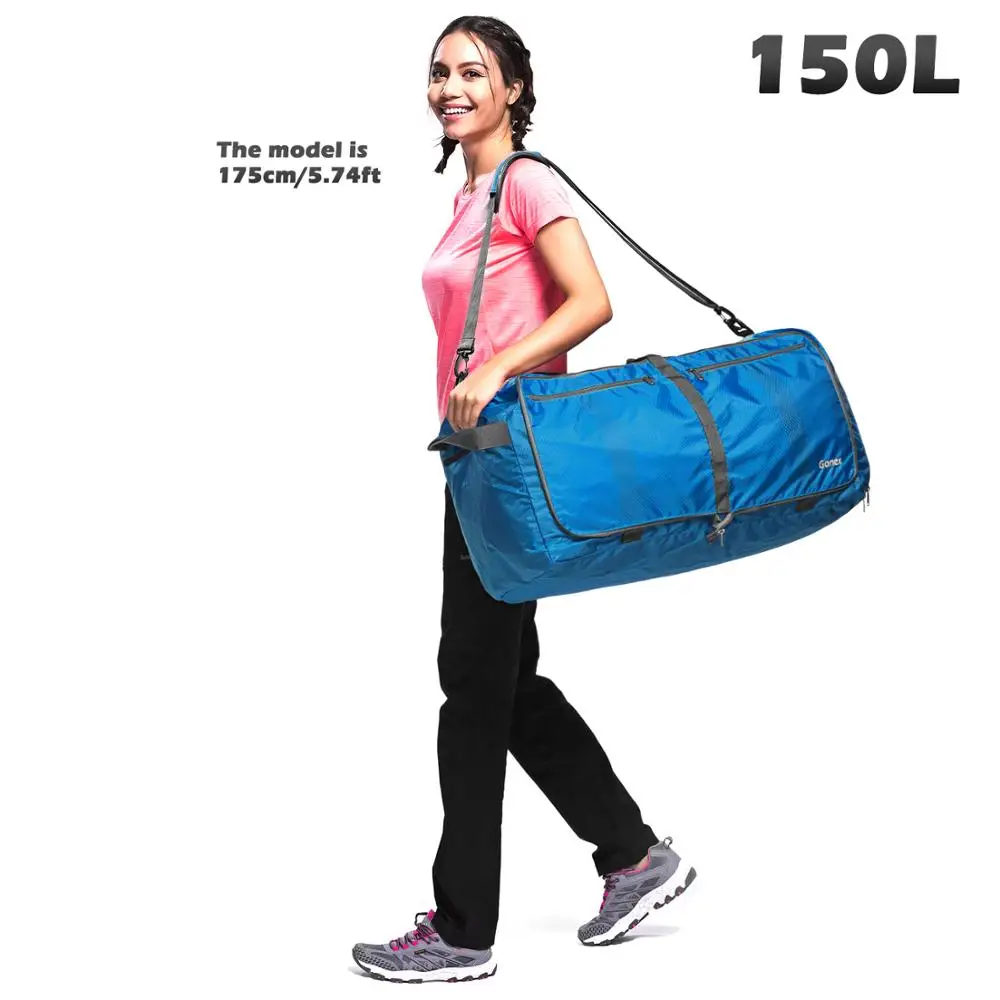 Sky Blue 150L Gonex 100 л дорожная сумка для багажа 210D нейлоновая Женская и мужская дорожная сумка для путешествий Сверхлегкая складная сумка для отдыха и деловой поездки - Цвет: Sky Blue 150L
