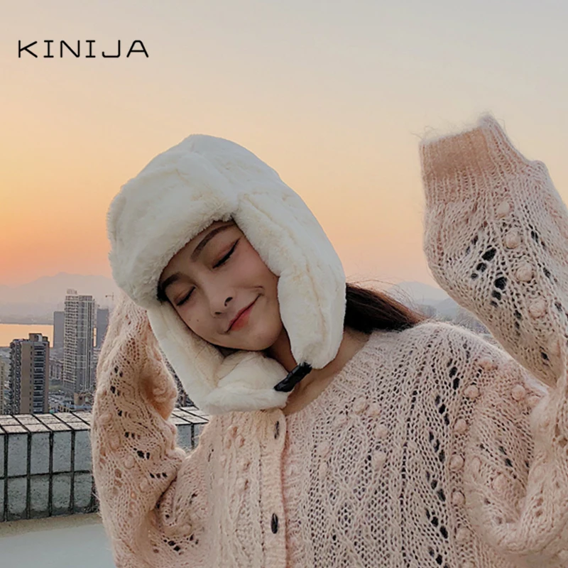 Зимняя уличная ветрозащитная шапка из кроличьей шерсти Lei Feng Женская утолщенная