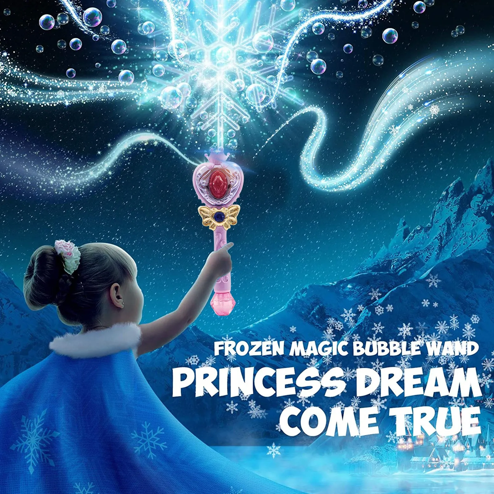 

Kids Magic Wand Bubble Gun Blower Toy Electric Magic Automatic Soap Bubble Machine Light Music Outdoor Toy for Girl 80ml