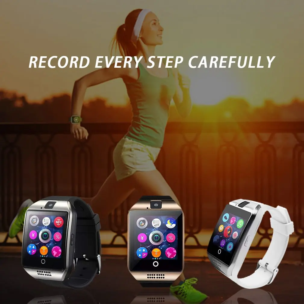 Bluetooth Смарт часы для мужчин Q18 с камерой Facebook Whatsapp Twitter Синхронизация SMS Smartwatch
