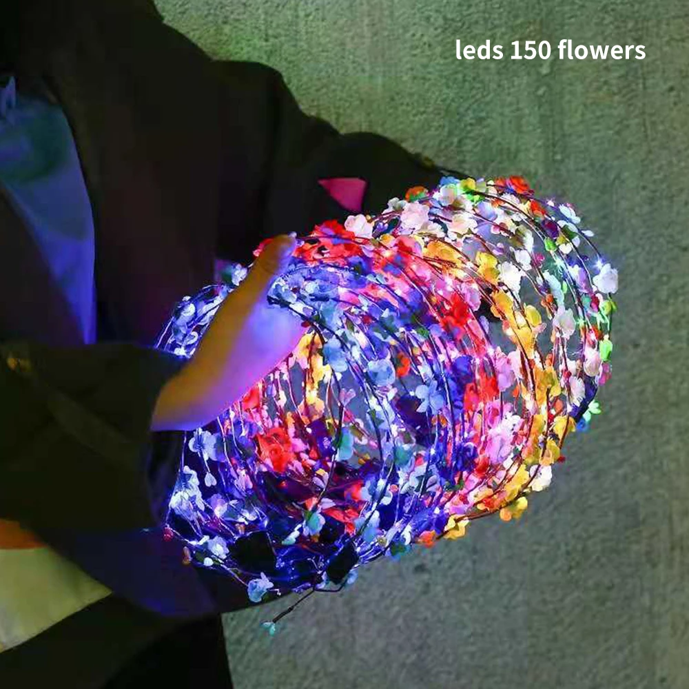 Светодиодная Цветочная повязка на голову светящиеся игрушки для девочек