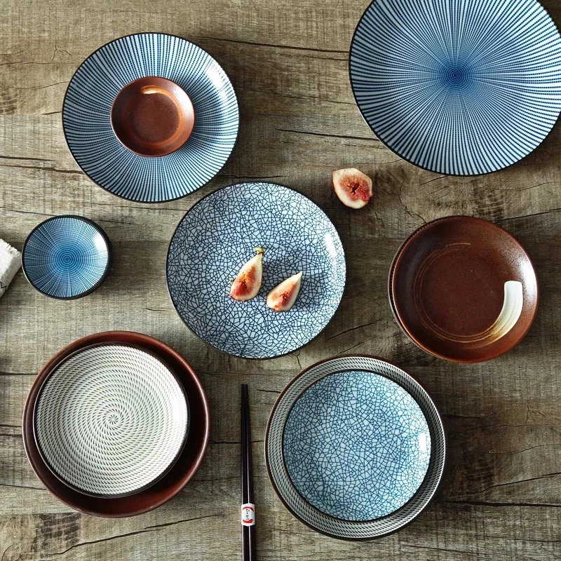 Набор керамической японской посуды обеденная тарелка Классическая десертная