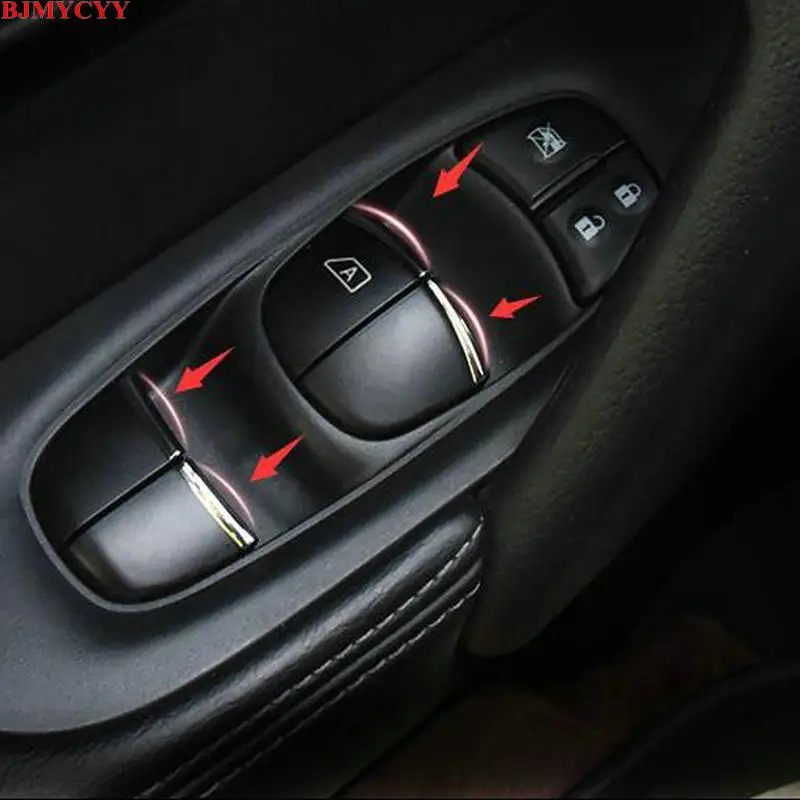 

BJMYCYY car styling ABS 7PCS/SET Car window lift buttons decorate sequins For Nissan Qashqai J11 2016-2018 car accessories