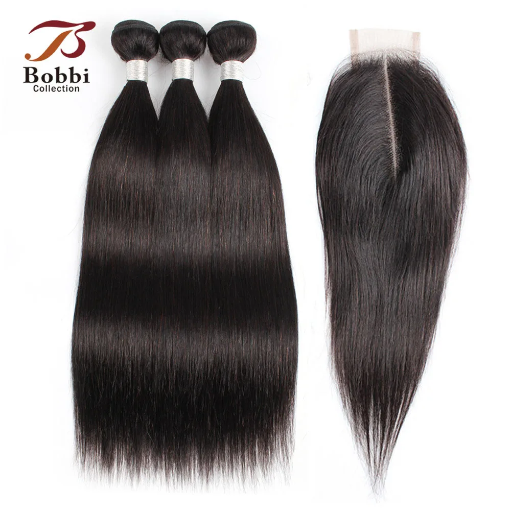 BOBBI индийские прямые волосы пряди с 2x6 Ким K застежки коричневые натуральные