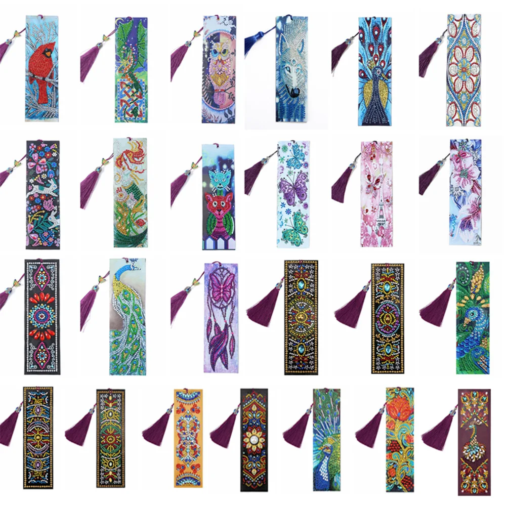 5D DIY алмазная живопись кожаная вкладка с кисточкой книжные отметки Вышивка