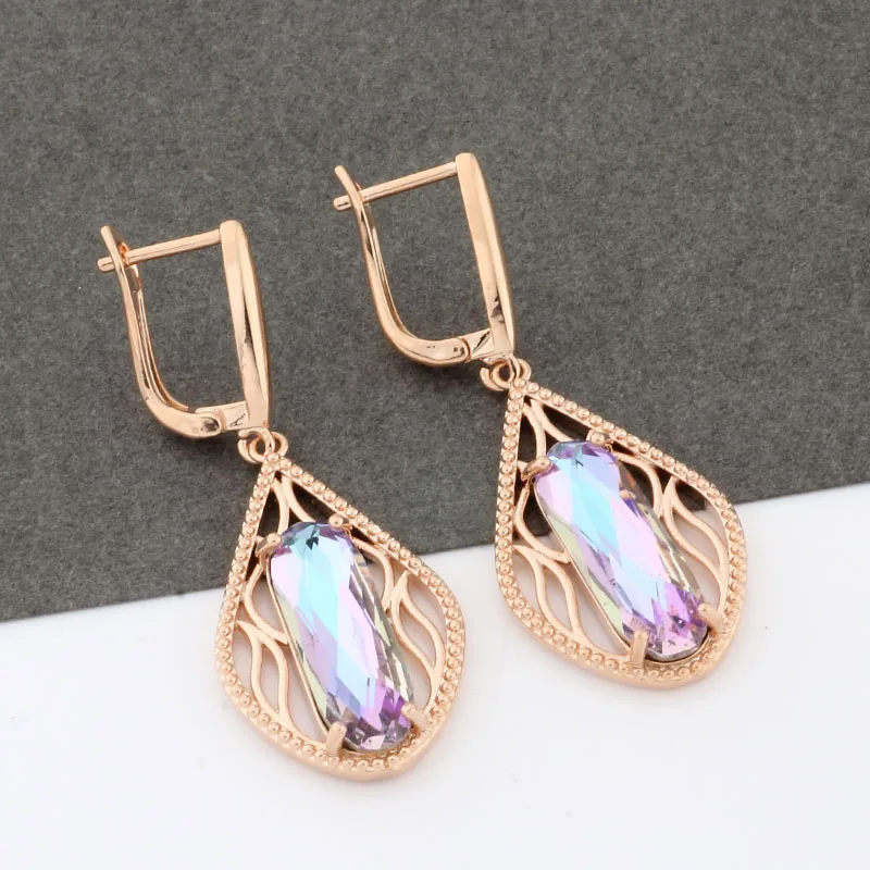 

New Jewelry For Women 2022 Long Hanging Earrings Unique Hollow Oval Drop Earrings Rose Gold Color Fashion Jewelry
