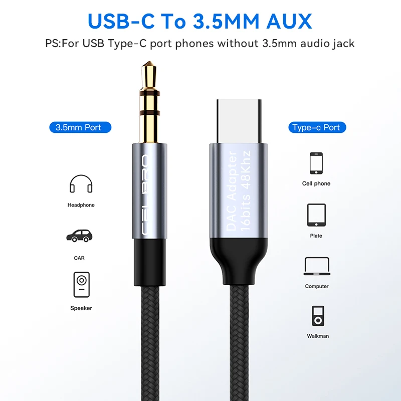 Usb Type C To 3.5mm Aux Audio Jack Cable Cord Adapter Headset Headphone Speaker Tipo For Samsung S21 20 Xiaomi 12 Oneplue 9 Dac | Мобильные