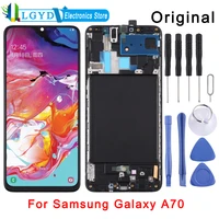 original super amoled material lcd screen and digitizer full assembly with frame for samsung galaxy a70