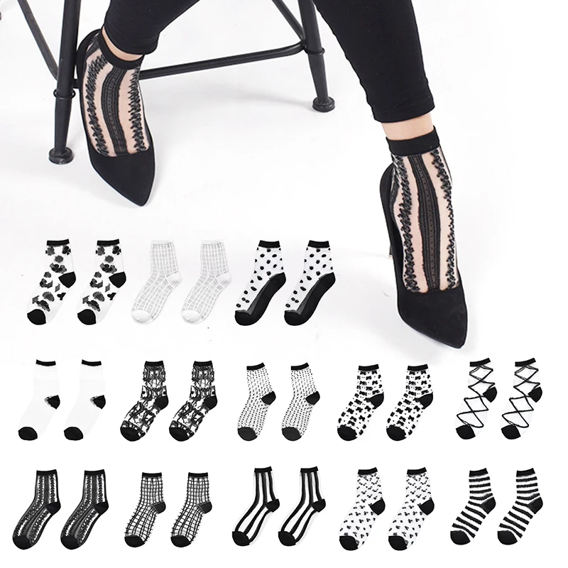 Женские модные прозрачные носки для девочек сетчатые стекла шелковые