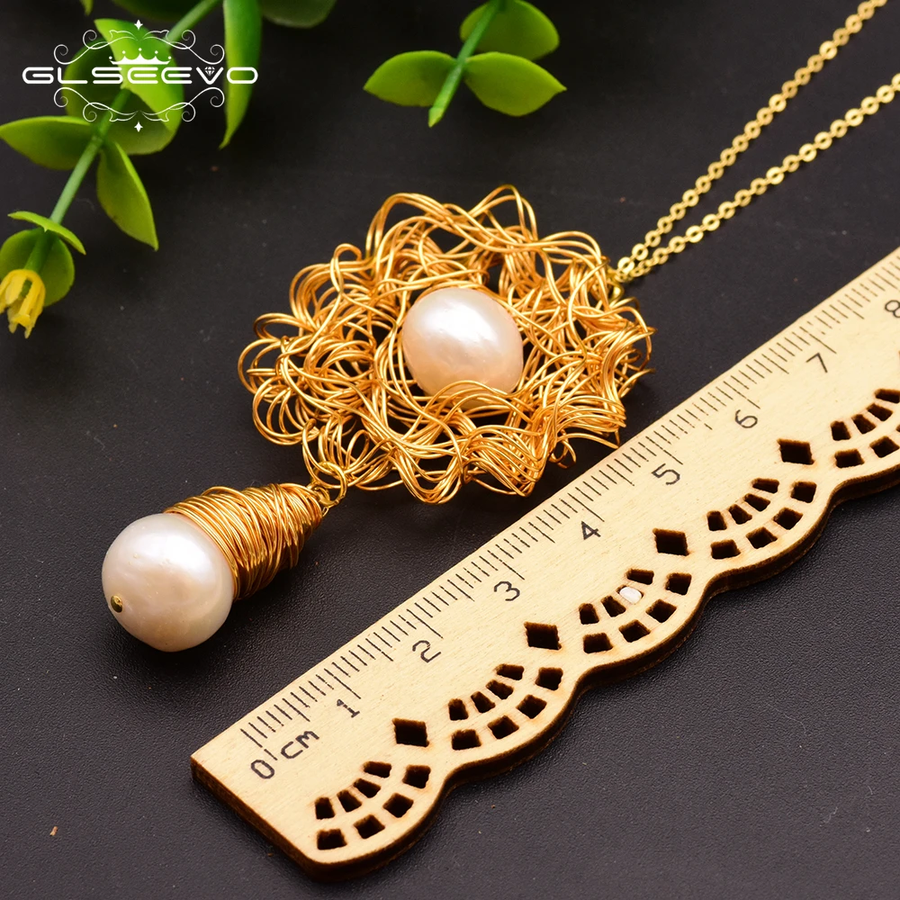 GLSEEVO ручной работы натуральный пресноводный жемчуг цветок кулон ожерелье Бохо
