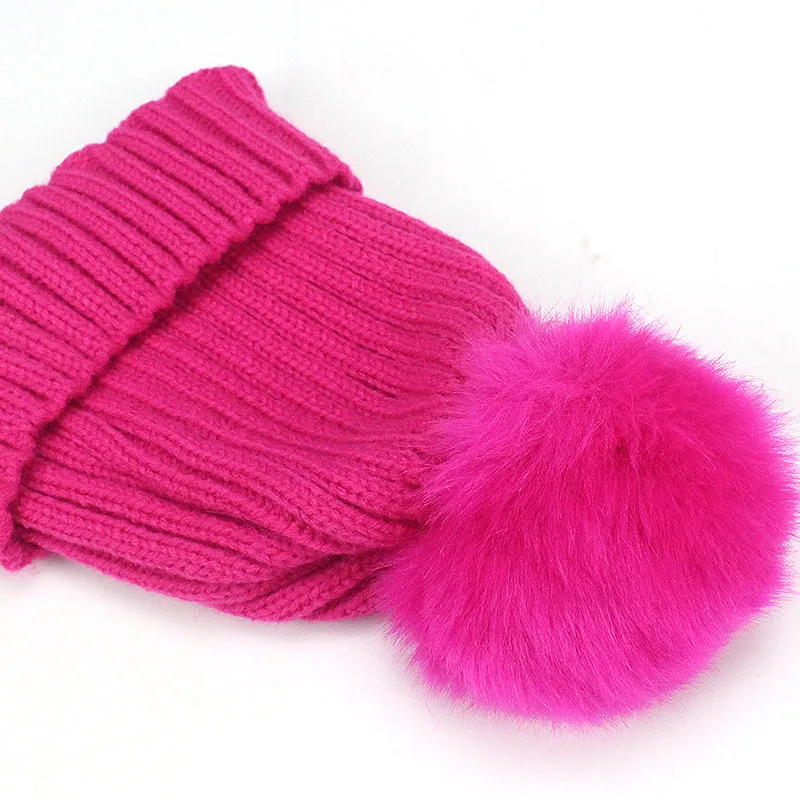 Шапка с помпоном из искусственного меха зимние детские шляпы шапочки Детские