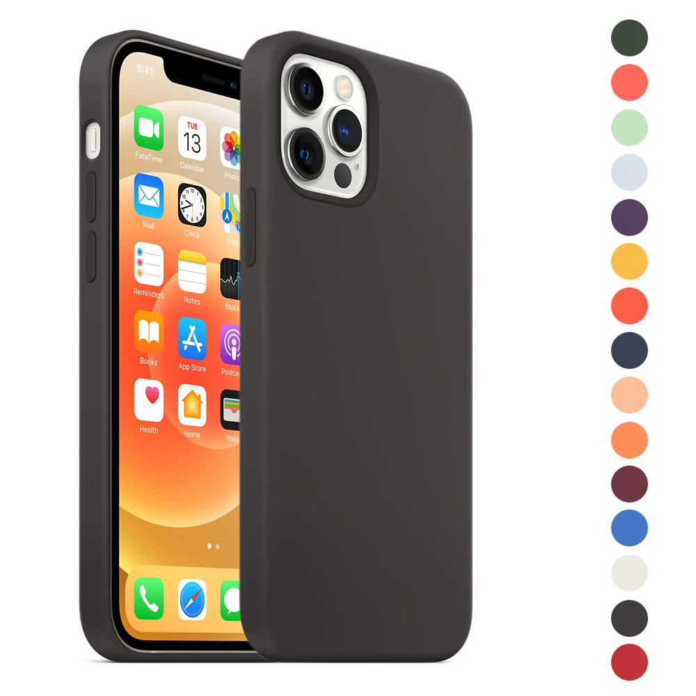 

Оригинальный силиконовый чехол с магнитом, черный для Apple iPhone 12 Pro | 12 Pro Max | 12 Mini Cover