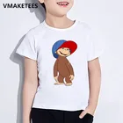 Детская футболка с любопытным изображением Джорджа с мультяшным принтом, Детская забавная одежда с Обезьянами в виде животных, летняя белая детская футболка для девочек и мальчиков, HKP5266