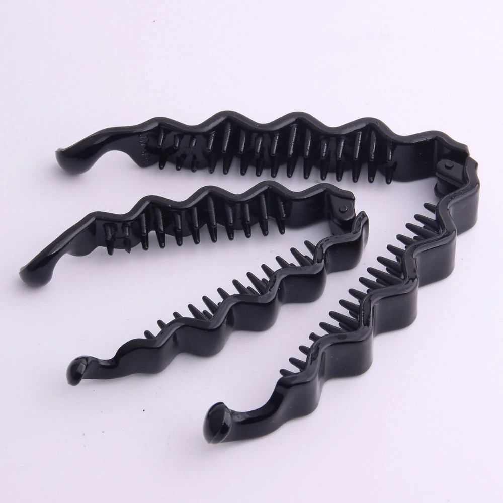 

1pc Plastic Hairpin Black Wave Banana Hair Clips Solid Women Ladies Hair Claws Pins Makeup Tools Fashion Headwear For Women Girl