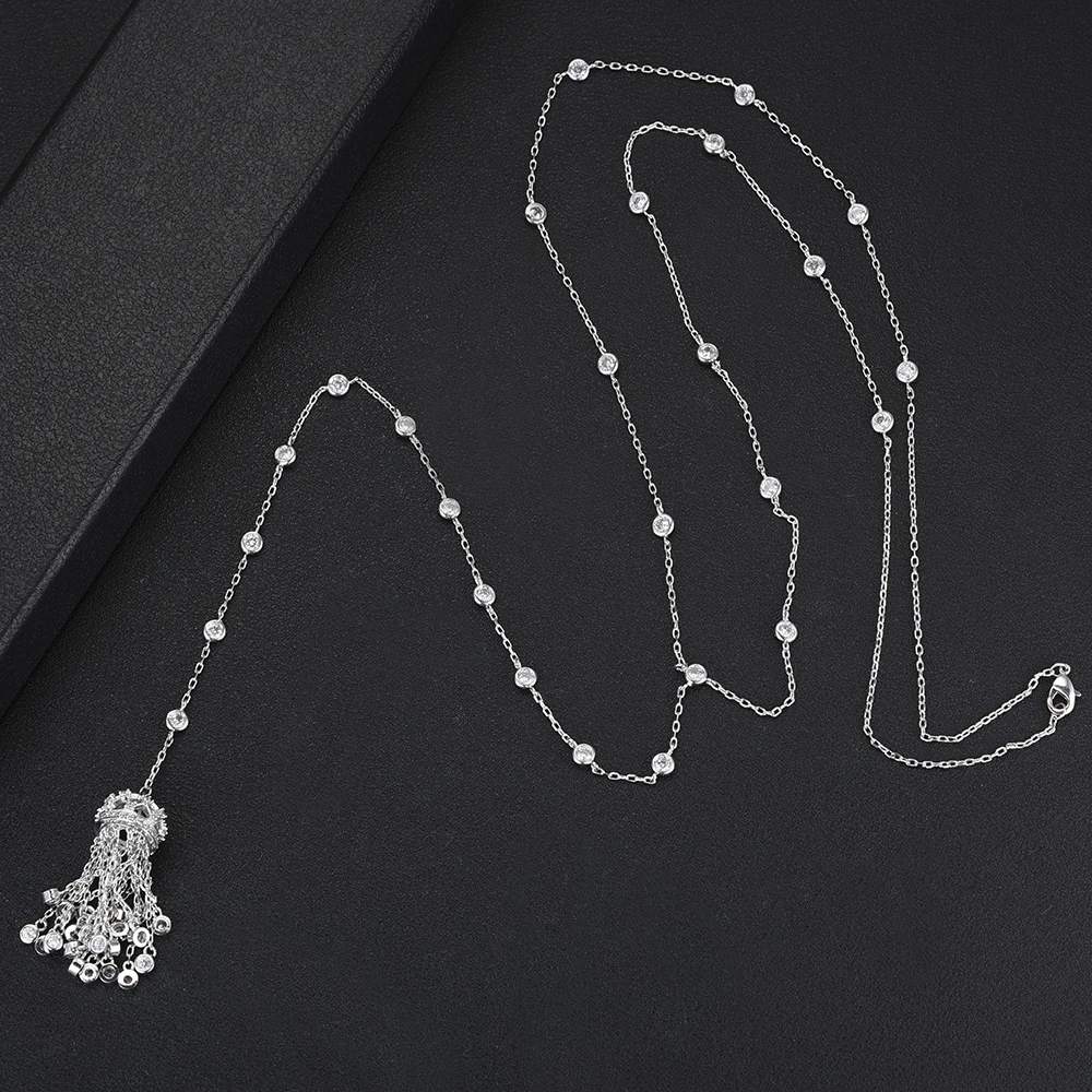 Подарок на день матери Трендовое длинное ожерелье с кисточками для плавания