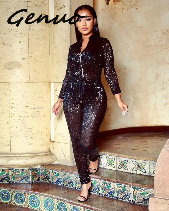 Женский комбинезон на молнии спереди с длинным рукавом|Женские комбинезоны| |