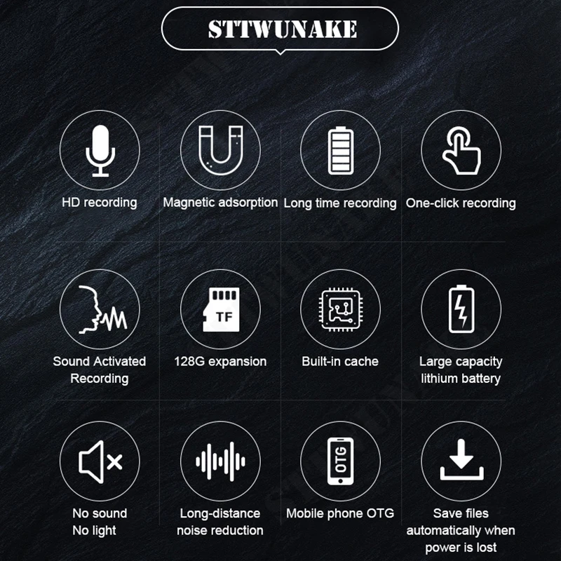 

STTWUNAKE voice recorder mini 500 hours long activated dictaphone digital micro audio sound smal professional flash drive secret