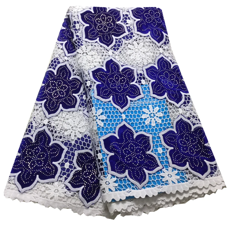 

Latest Hot-selling Milk Silk Velvet Lace Fabric 2019 African High Quality Guipure Cord Lace with Stone Design for Dress