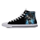 В байкерском стиле в форме черепа панк забавная крутая модная популярная Повседневная Женская Тканевая обувь с высоким берцем; Легкие и дышащие; 3D принт мужские и женские кроссовки