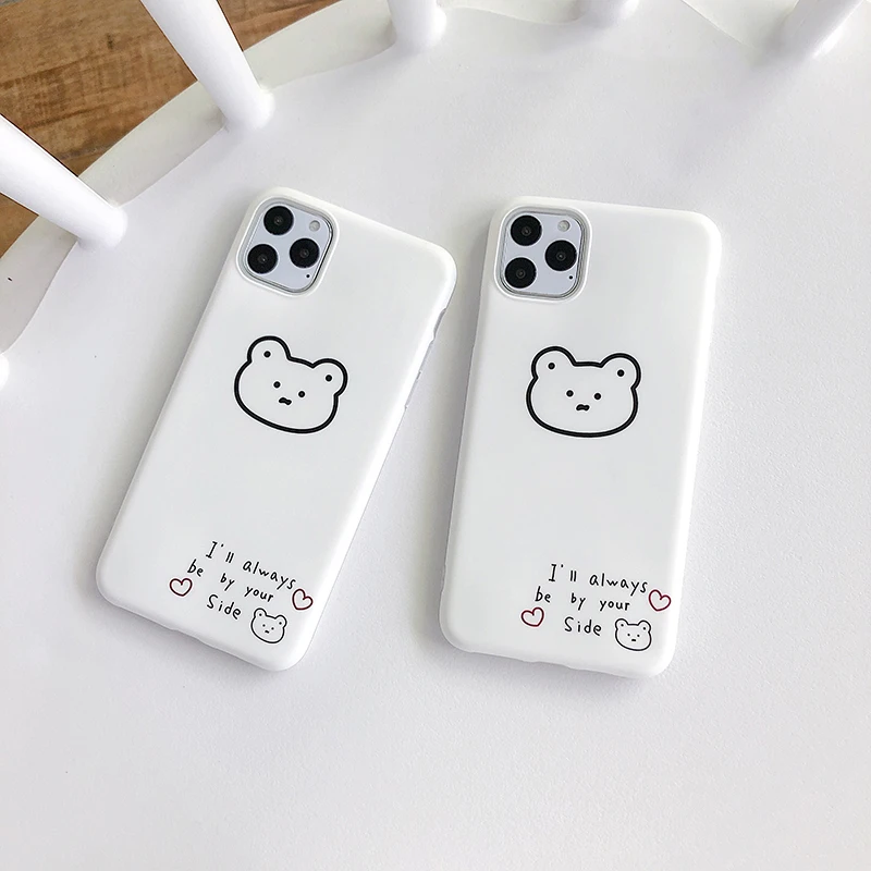 Простой Чехол для мобильного телефона с белым медведем для iPhone 11 Pro Max, силиконовый защитный чехол для iPhone X XR XS Max, мягкий чехол