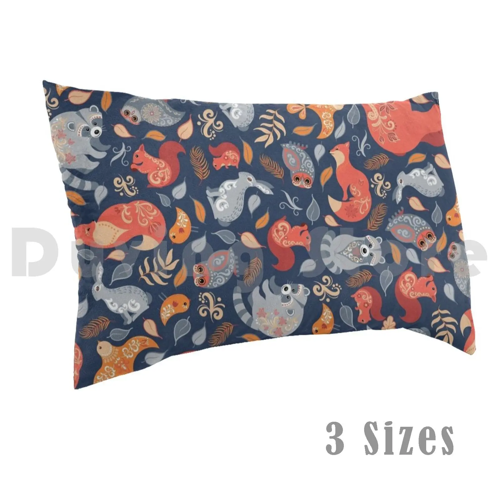 

Сказочный лес. Скандинавский дизайн. Чехол с подушкой DIY 40x60 1331 лиса медведь енот милые животные голубой