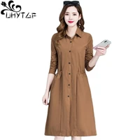 uhytgf fashion trench coat womens temperament mother spring autumn windbreaker female long outerwear thin 5xl big size tops 18