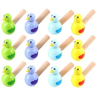 15pcs wooden bird whistles cartoon whistle bird shape toy kids whistle educational for children gift random color