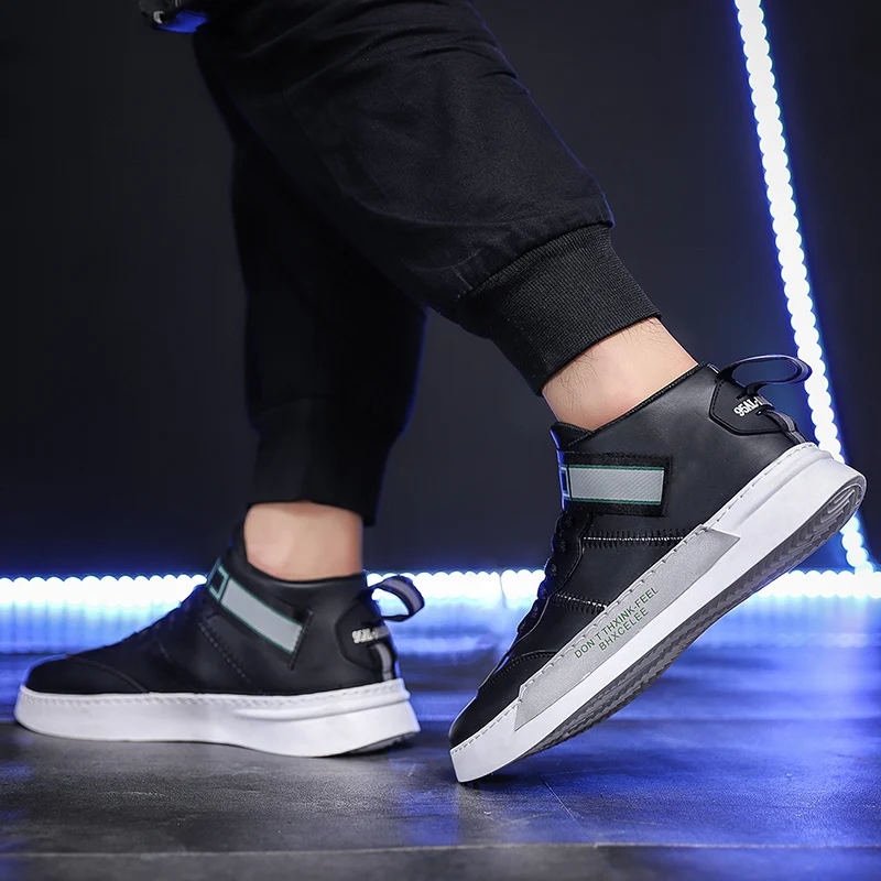 Mring men's shoes autumn 2019 new wild casual white high reflective tide | Обувь