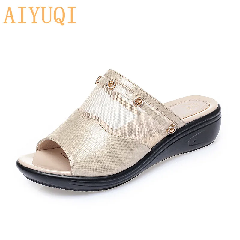 AIYUQI/женские шлепанцы Новинка 2021 года Летняя женская обувь на плоской подошве