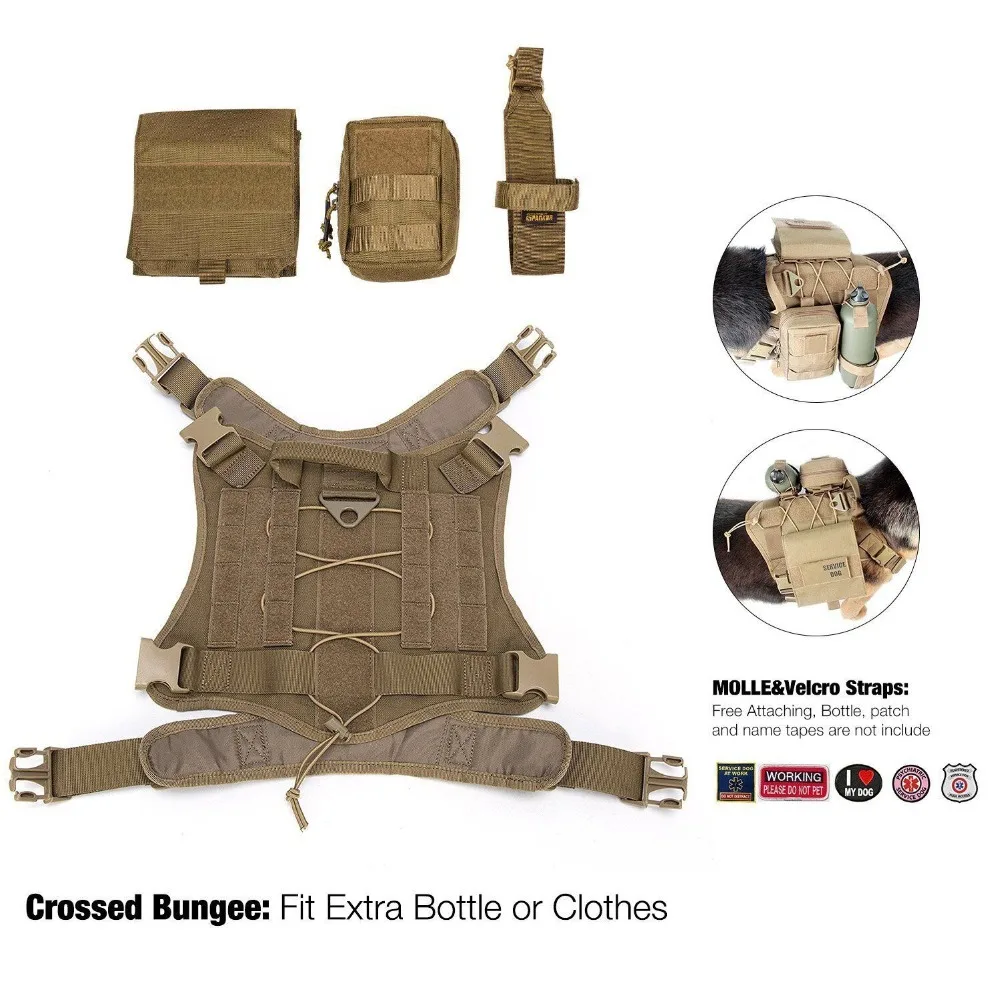 Military Tactical Service K6 Dog Vest Hunting Load Bearing Swat Nylon Molle Adjustable Harness With Handles E | Дом и сад