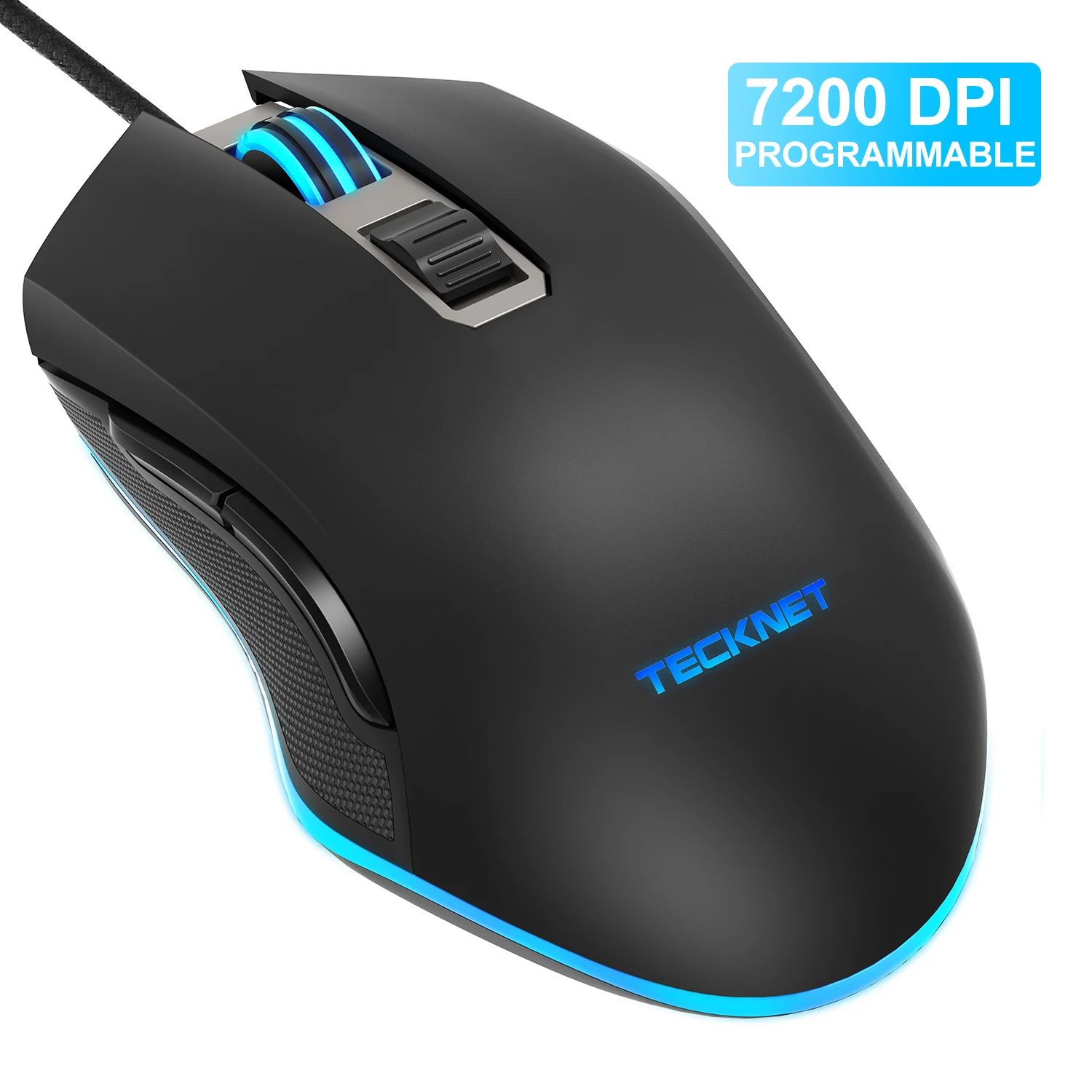 TeckNet компьютерная игровая мышь 7200 dpi программируемая мышь Проводная компьютерная мышь Игровые мыши 6 кнопок для ПК Игровые ноутбуки - Цвет: Black