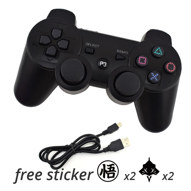 Данные лягушка беспроводной геймпад для sony PlayStation 3 геймпады PS3 ПК джойстик игровой контроллер Bluetooth двойная вибрация - Цвет: black