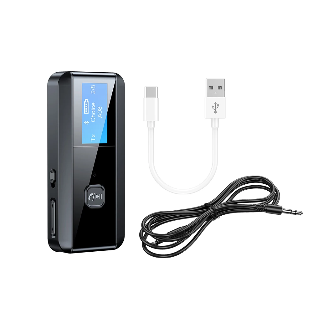 2 в 1Bluetooth 5 0 аудио приемник с ЖК дисплеем usb3.5 мм AUX стерео беспроводной адаптер для